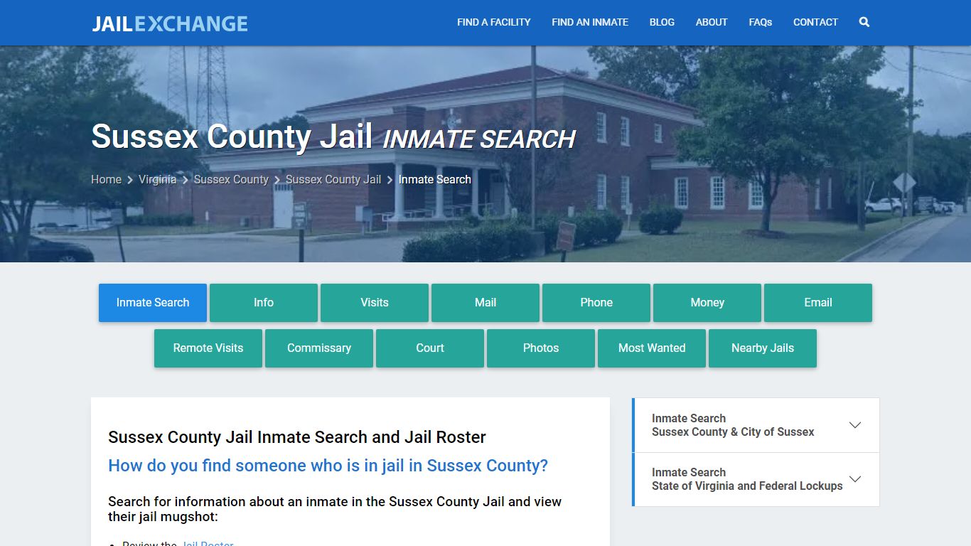 Inmate Search: Roster & Mugshots - Sussex County Jail, VA - Jail Exchange